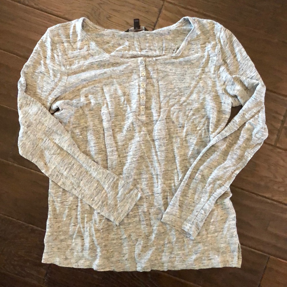 {banana republic} grey linen henley, size M